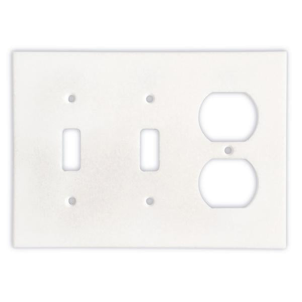 Top view of Thassos White Marble Double Toggle Duplex Switch Wall Plate Cover