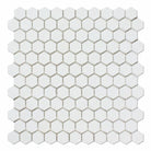 Front view of Thassos White Hexagon 1x1 Polished Mosaic Sheet