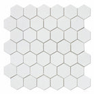 Flat view of Thassos White 2x2 Hexagon Mosaic in polished finish