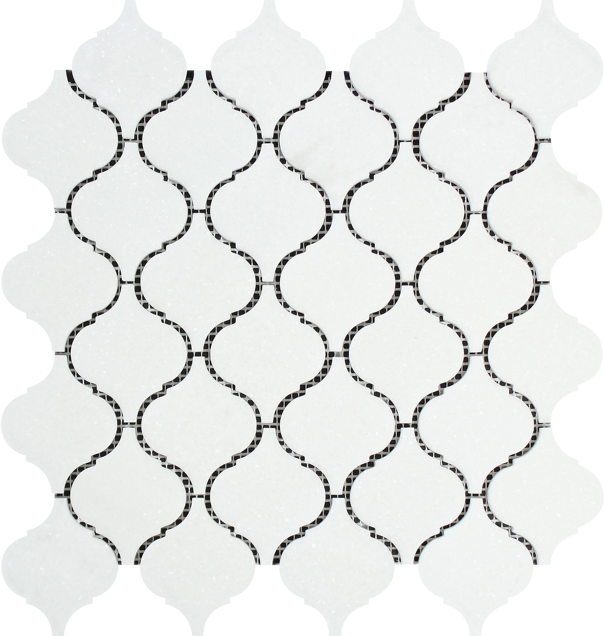 Flat view of Thassos White Lantern Mosaic in polished finish, 12x12 sheet