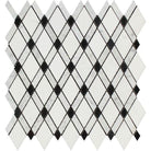Flat view of Thassos White Lattice Black Dot Mosaic tile, polished finish