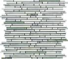 Flat view of Thassos White Bamboo Sticks with Ming Green in polished finish, 12x12 mosaic sheet