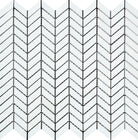 Flat view of Thassos White Mini Chevron Mosaic in polished finish, 12x12 sheet