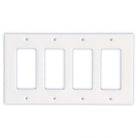 Flat view of Thassos White Marble Quadruple Rocker Switch Wall Plate Cover, polished finish