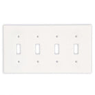 Flat view of Thassos White Marble Quad Toggle Switch Wall Plate Cover, polished finish