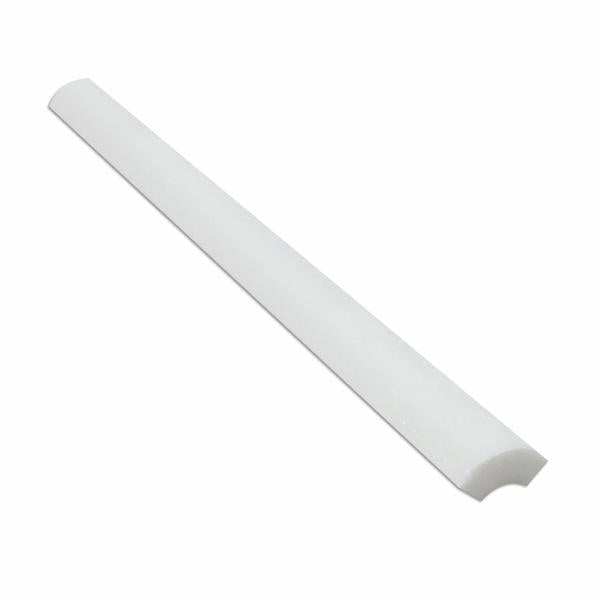 Flat view of Thassos White Quarter Round molding, 1x12 polished piece
