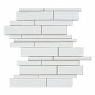 Flat view of Thassos White Random Strip Mosaic, 12"x12"