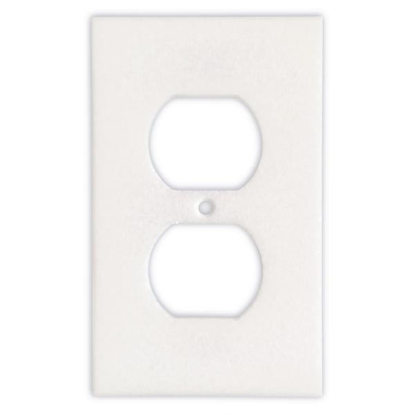 Thassos White Marble Single Duplex Switch Plate Cover polished front view