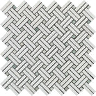 Flat view of Thassos White Stanza Green Dot Mosaic in polished finish