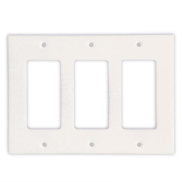 Thassos White Marble Triple Rocker Switch Plate Cover polished front view