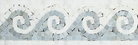 Close-up of blue wave accent on Thassos White marble border