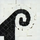 Thassos White Wave Corner Black 4x4 tile with black decorative wave