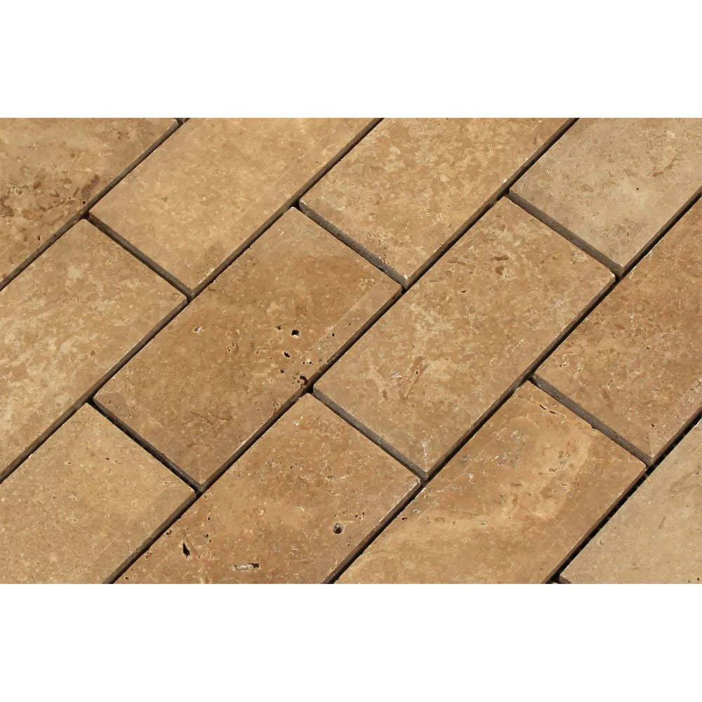 2x4 travertine wall mosaic deep beveled