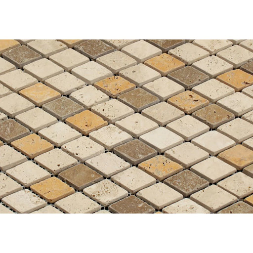 1 inch diamond tumbled travertine closeup