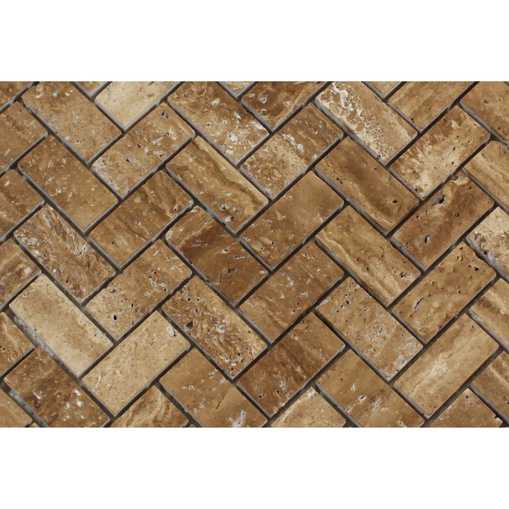 1x2 travertine herringbone sheet