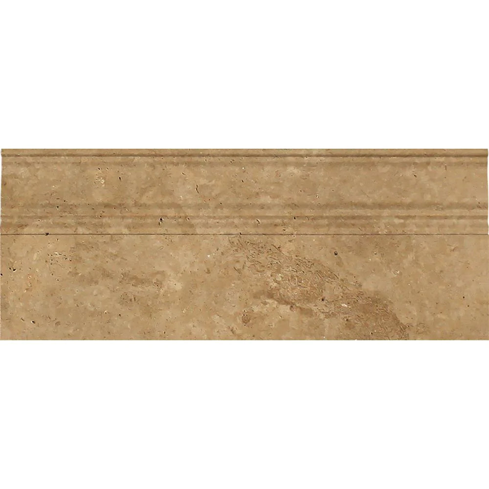 Travertine baseboard tile honed edge detail