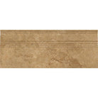 Travertine baseboard tile honed edge detail