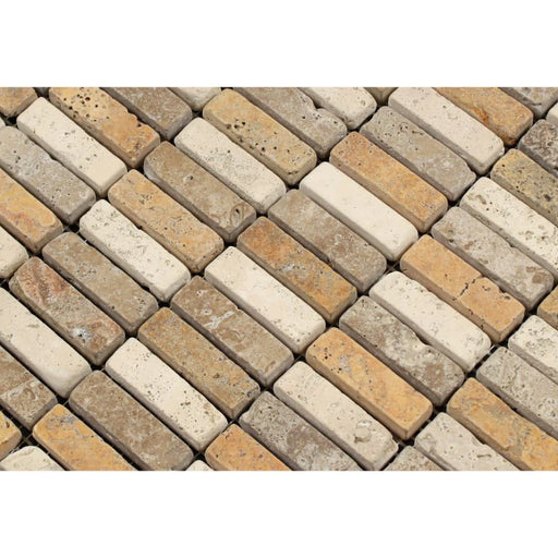 rustic travertine mini brick mosaic