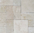 Tuscany Beige Travertine Pavers in Versailles Pattern with ivory-beige tones

