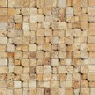 Flat view of Tuscany Gold Travertine 1x1 Splitface 3D Mosaic, mesh-mounted, 12x12 sheet