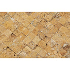 Close-up of Tuscany Gold 1x2 Mosaic showing splitface texture and natural stone variation