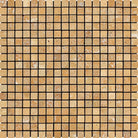 Top view of Tuscany Gold 5/8x5/8 Travertine Mosaic Sheet in tumbled finish