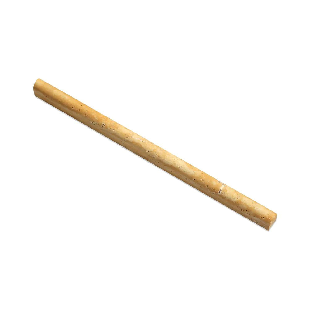 Flat view of Tuscany Gold Travertine ½x12 Bullnose Molding with honed finish