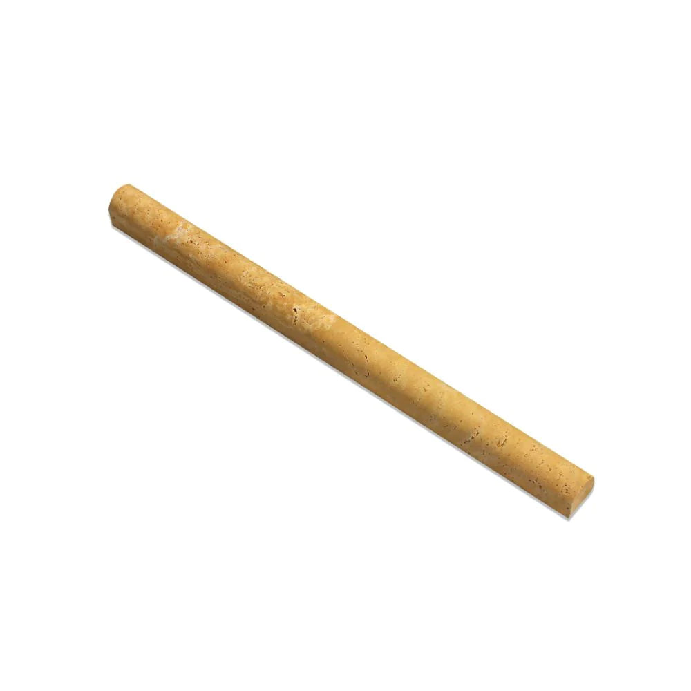 Flat view of Tuscany Gold Travertine ¾x12 Bullnose Molding with honed finish
