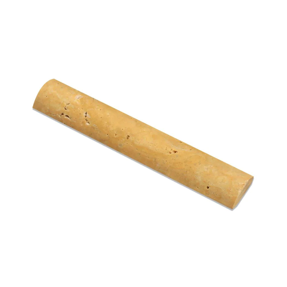 Flat view of Tuscany Gold Travertine 1x6 Quarter Round Molding in honed finish