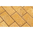 Close-up of Tuscany Gold Mosaic with deep beveled edges and natural golden tones