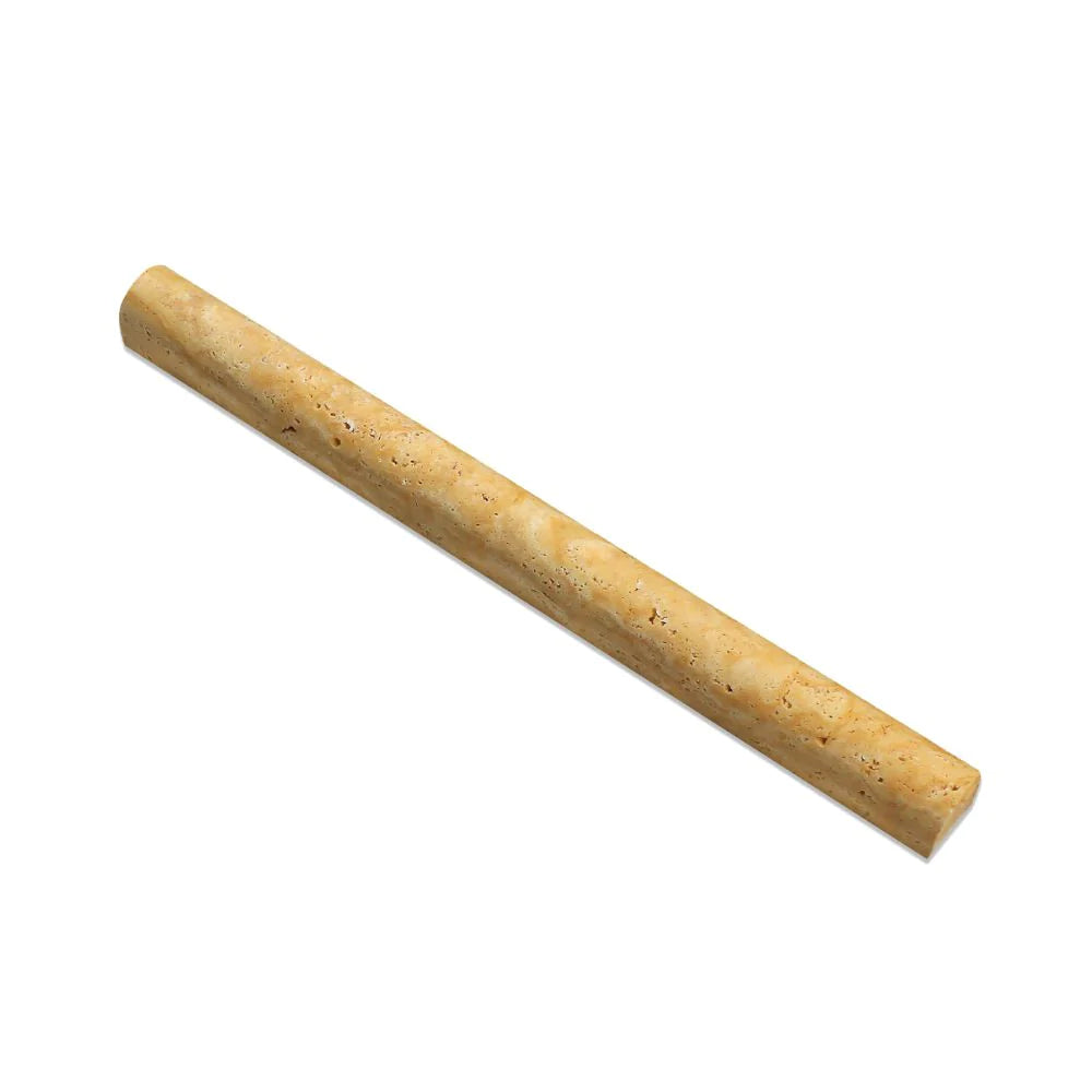 Flat view of Tuscany Gold Travertine 1x12 Bullnose Molding with honed finish