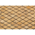 Detail of diamond pattern in Tuscany Gold Travertine mosaic with soft tumbled edges
