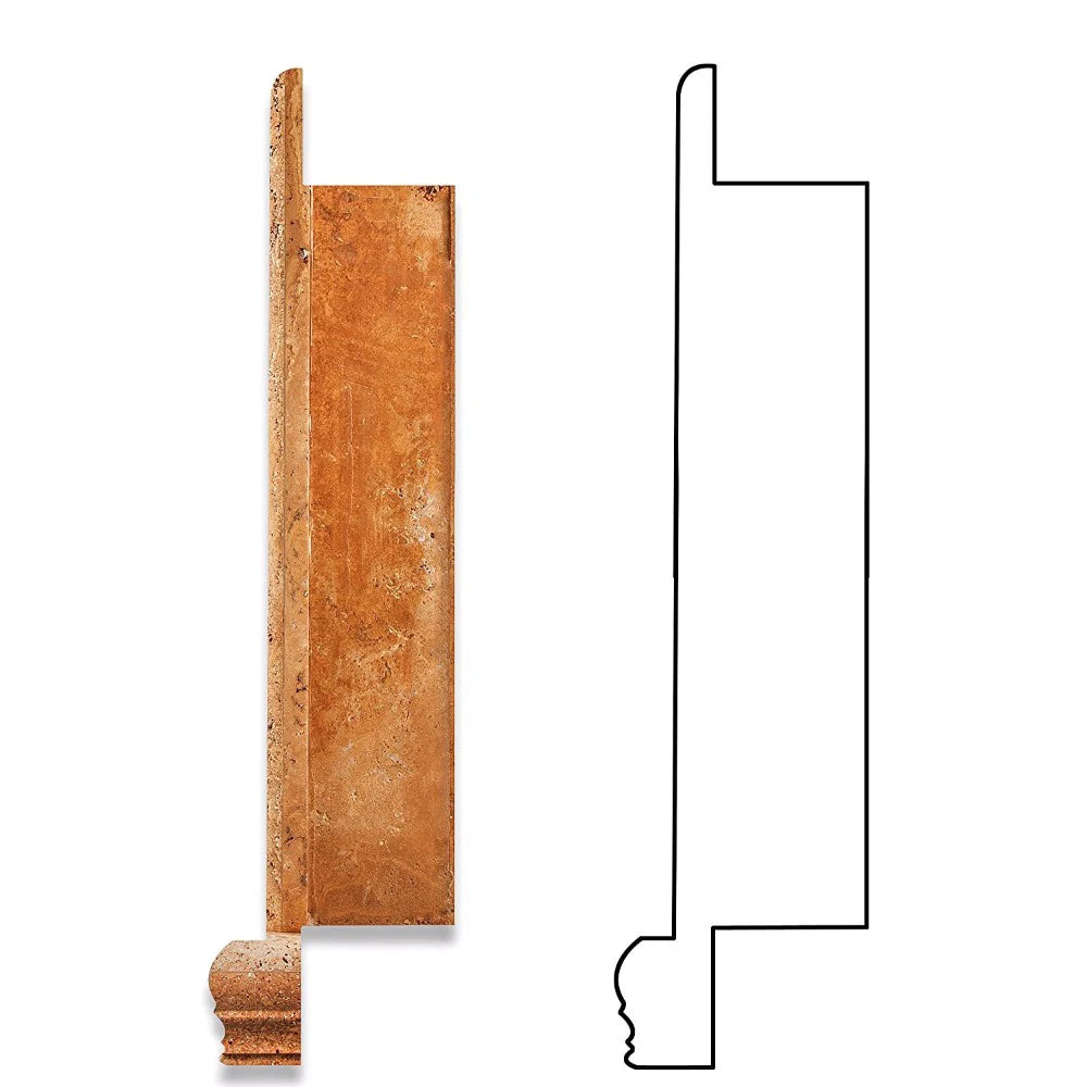 Top view of custom made Tuscany Gold Travertine Grande Shampoo Niche with natural stone finish