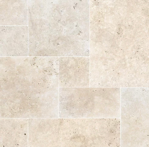 Tuscany Ivory Travertine Paver in Versailles Pattern with tumbled finish