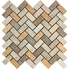 tuscany mix travertine herringbone mosaic