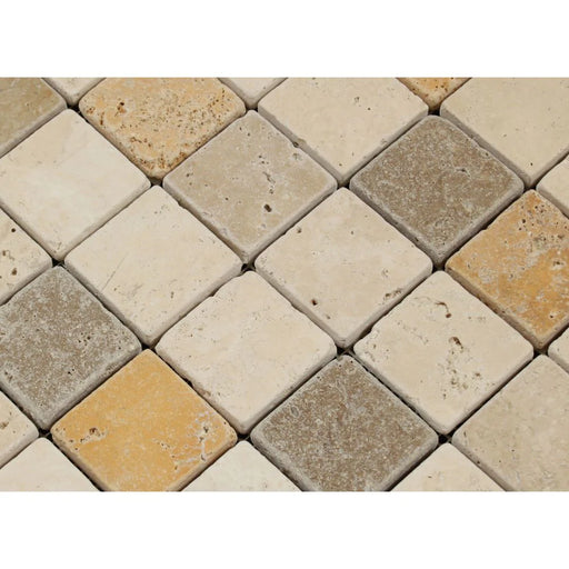 rustic 2x2 travertine mesh tile