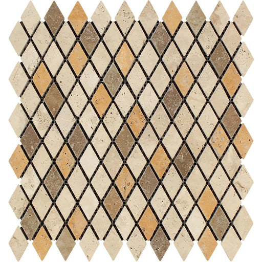 tuscany mix travertine diamond mosaic