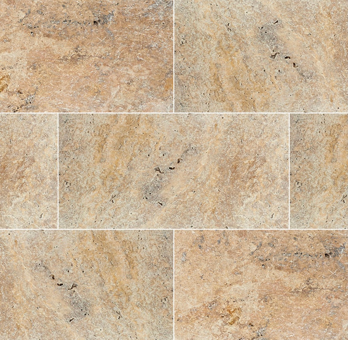 Tuscany Porcini Travertine Pavers in Versailles pattern with tumbled finish

