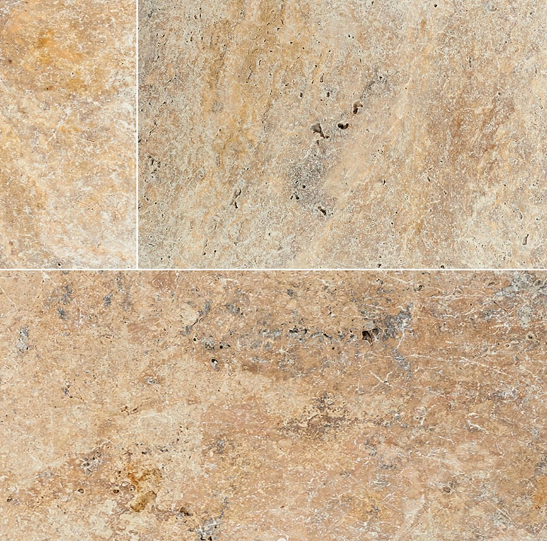 Tuscany Porcini Travertine Pavers in Versailles pattern with tumbled finish

