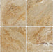 Flat view of Valencia Travertine 12x12 Tumbled Tile showing natural variation in beige, rust, and cream