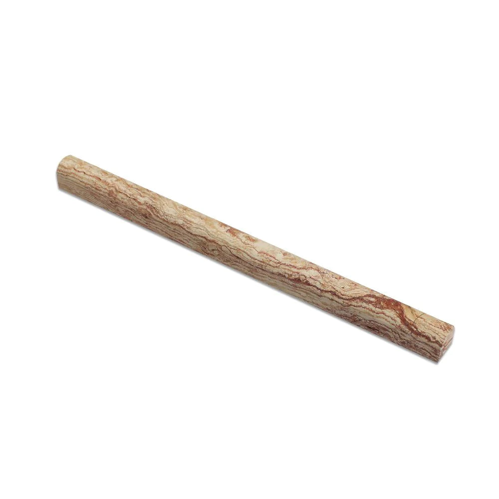 Flat view of Valencia Travertine 3/4 inch Bullnose Molding in honed finish, 12-inch trim piece
