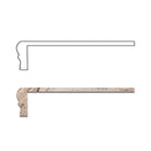 Close-up of honed Valencia Travertine shower shelf with smooth surface and soft edges