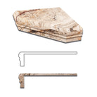 Flat view of Valencia Travertine Corner Shelf in honed finish showing warm natural tones