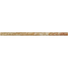 Close-up of slim honed Valencia Travertine Pencil Molding showing bullnose edge and natural tone