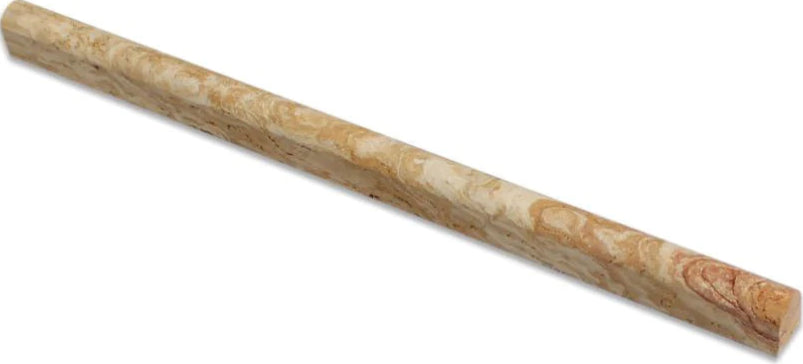 Flat view of Valencia Travertine Pencil Molding in honed finish, 1/2x12 bullnose trim
