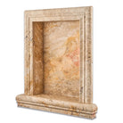 Flat view of Valencia Travertine Shampoo Niche in honed finish, 3/4 x 12 trim piece