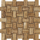 Basketweave veincut noce travertine mosaic