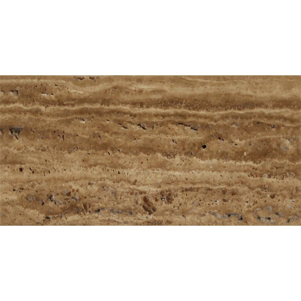 Veincut Noce travertine 12x24 tile polished finish