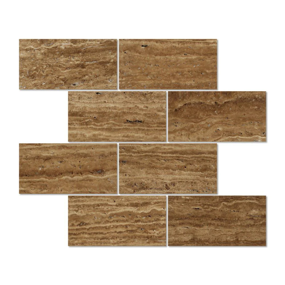 Veincut Noce Travertine Tile 3X6