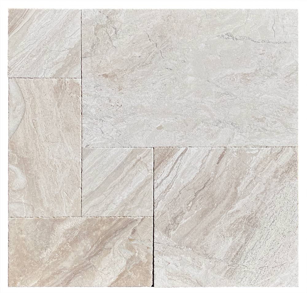 Verona Marble Paver in Versailles Pattern with leathered finish